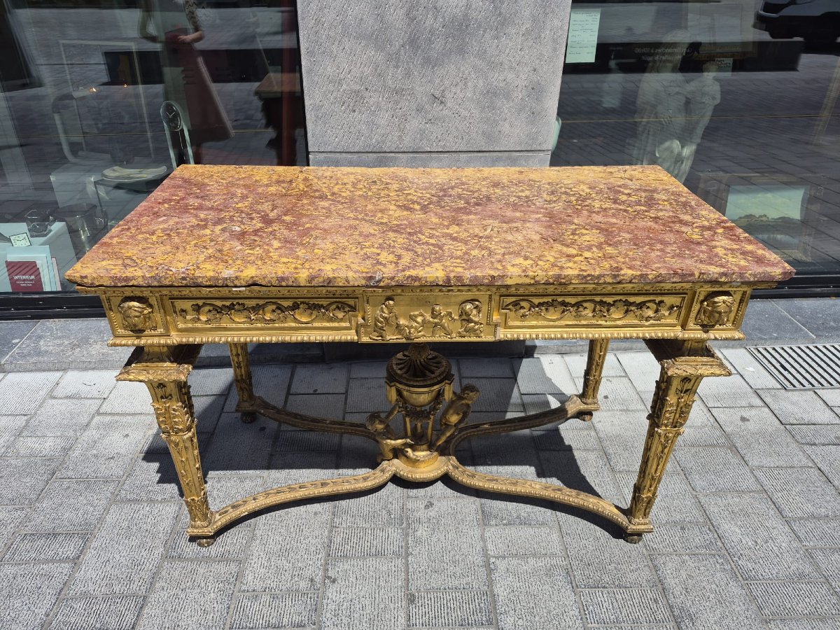Table console en bois doré époque Louis 16 très probablement un travail italien-photo-4