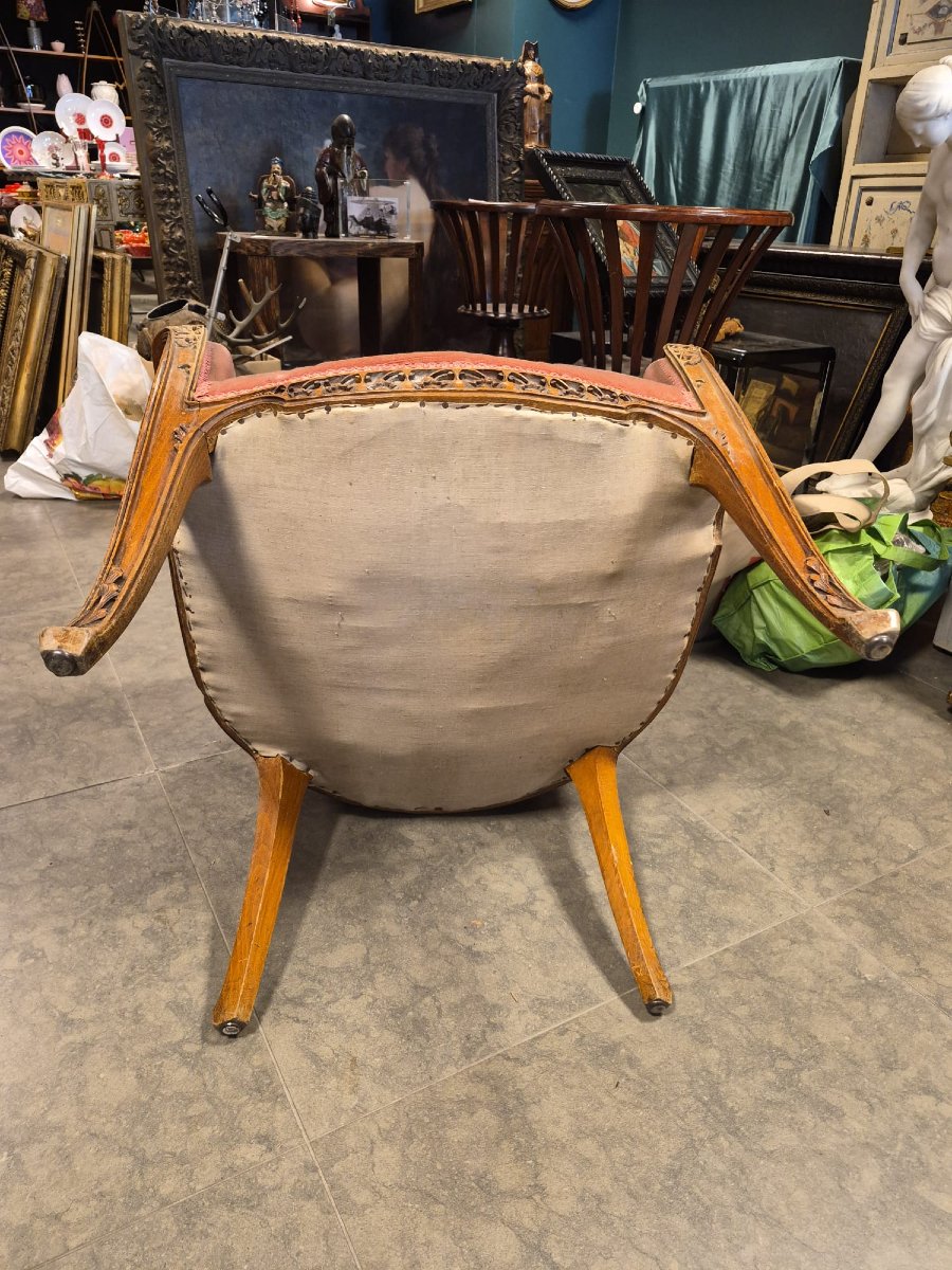 Louis Majorelle, paire de bergères en noyer " modèle aubépine "-photo-7