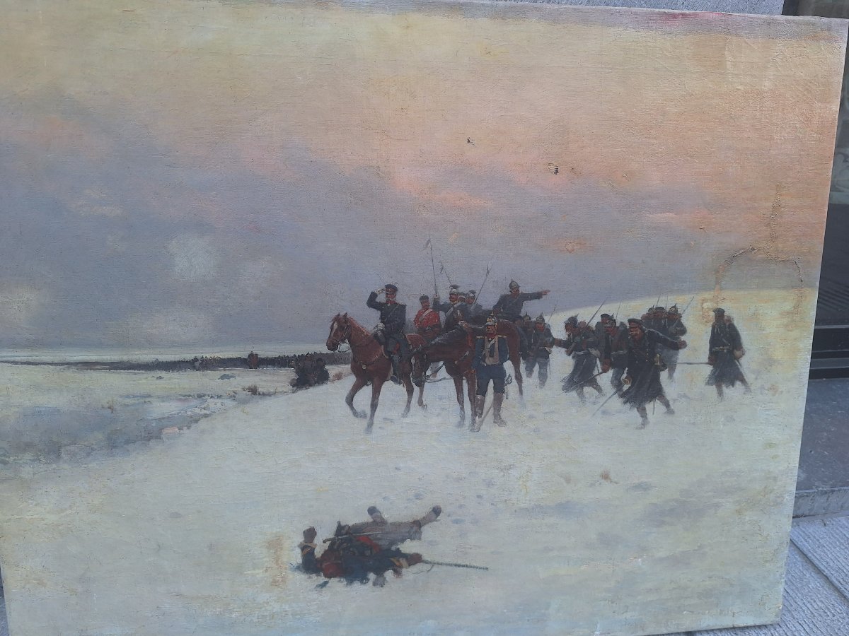 Alphonse Chigot: The War Of 1870, Battle Scene In The Snow -photo-4