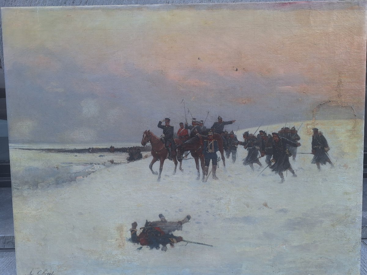 Alphonse Chigot: The War Of 1870, Battle Scene In The Snow -photo-8