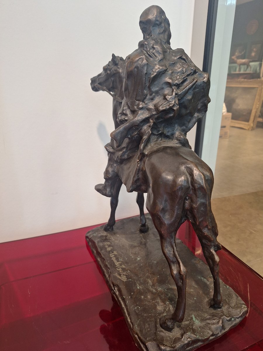 Paolo Troubetzkoy , guerrier maure sur son cheval, bronze à la cire perdue -photo-2