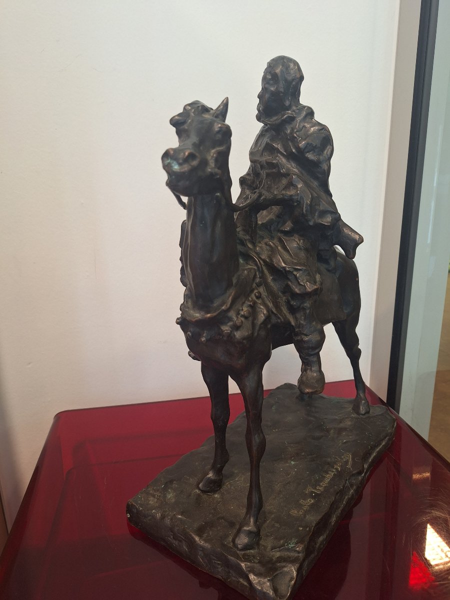 Paolo Troubetzkoy , guerrier maure sur son cheval, bronze à la cire perdue -photo-2