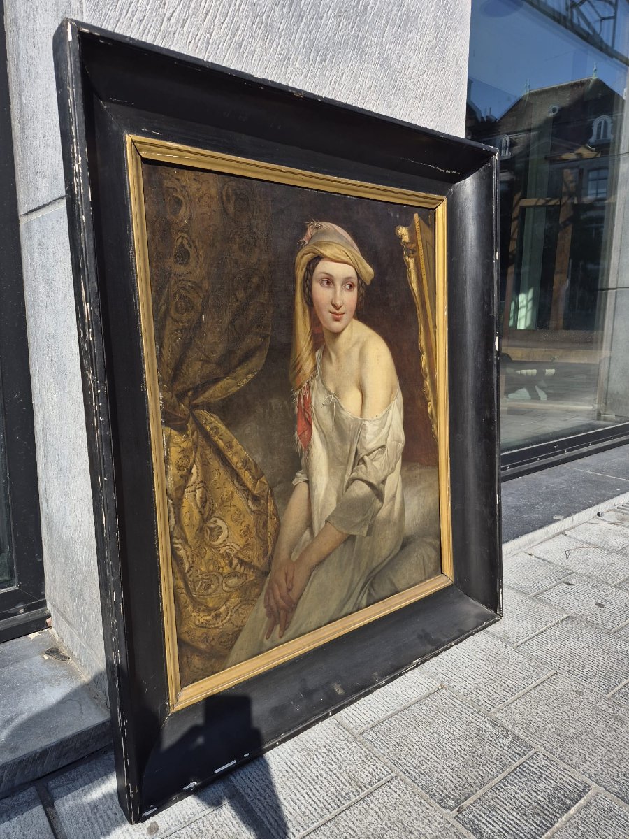 Oil On Canvas, Early 19th Century; *young Vestal Virgin In Oriental Attire*, Signed Pieter Van Hanselaere-photo-1