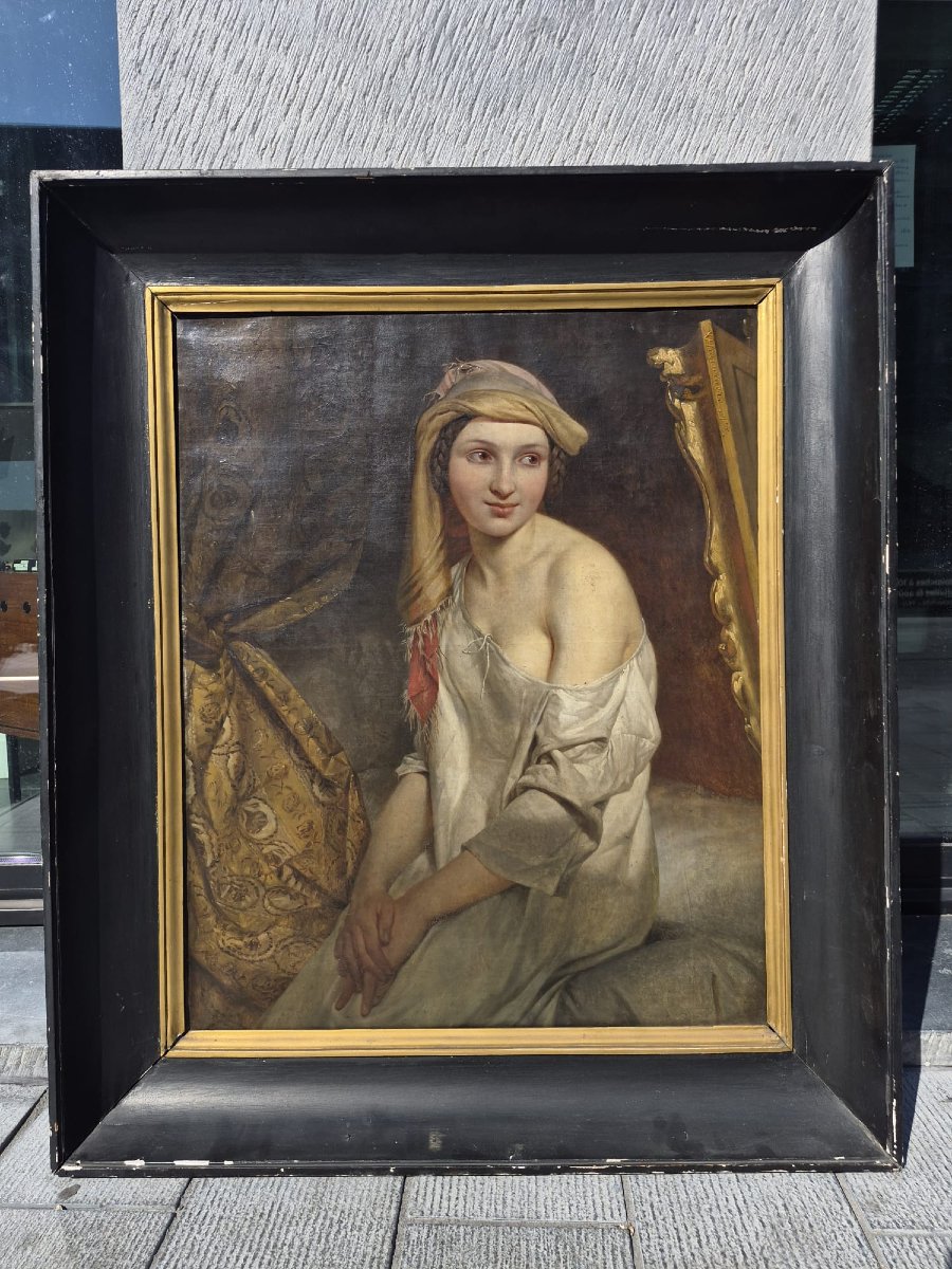 Oil On Canvas, Early 19th Century; *young Vestal Virgin In Oriental Attire*, Signed Pieter Van Hanselaere