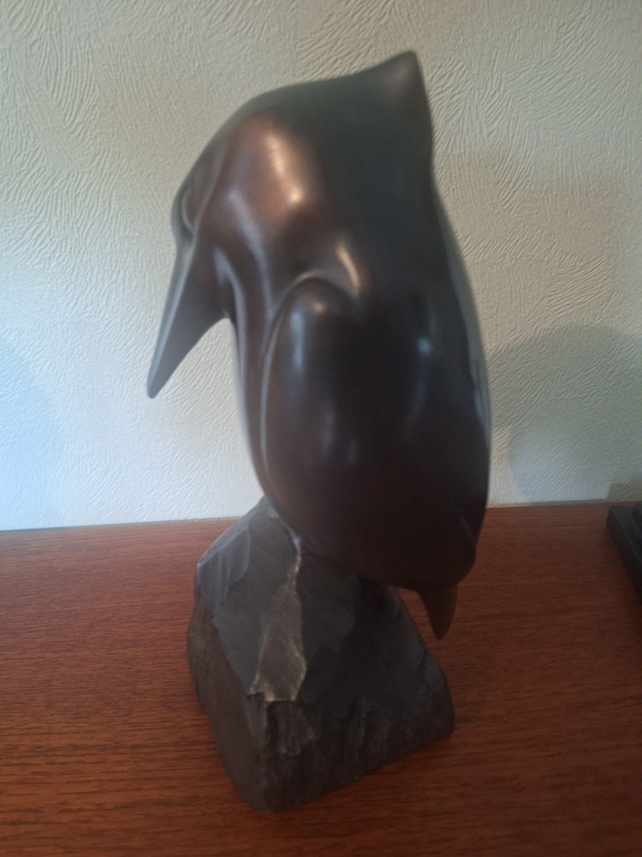 Jean Lemonnier :"le Martin pêcheur " bronze à  patine brune -photo-2