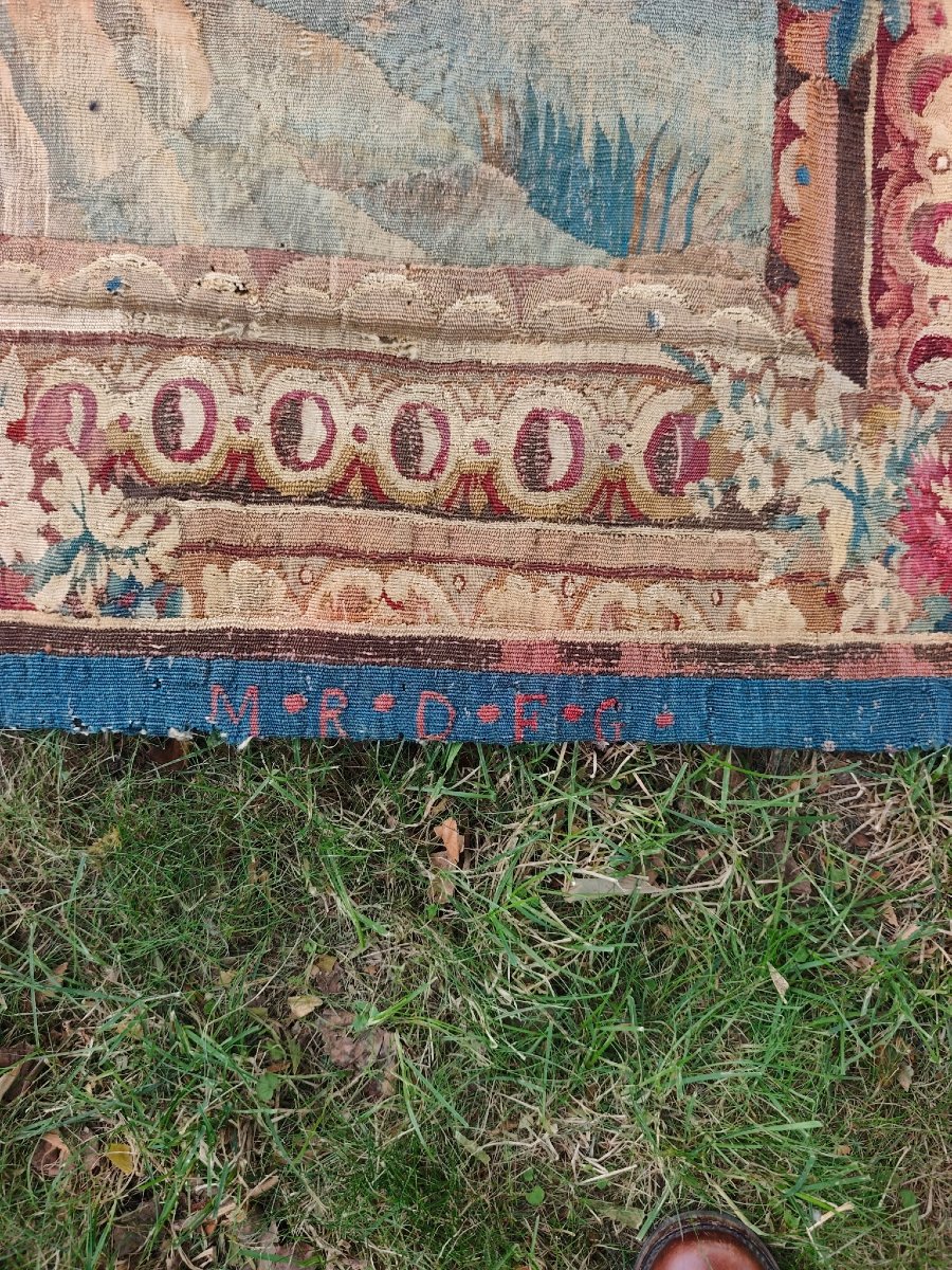 Royal Aubusson Manufactory, François Grellet. Louis XVI-era Tapestry Signed M.r.d.f.g.-photo-3