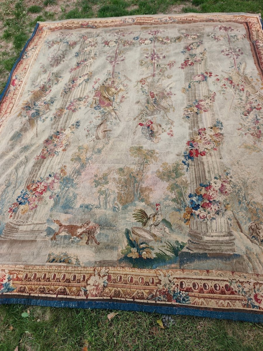 Royal Aubusson Manufactory, François Grellet. Louis XVI-era Tapestry Signed M.r.d.f.g.-photo-6