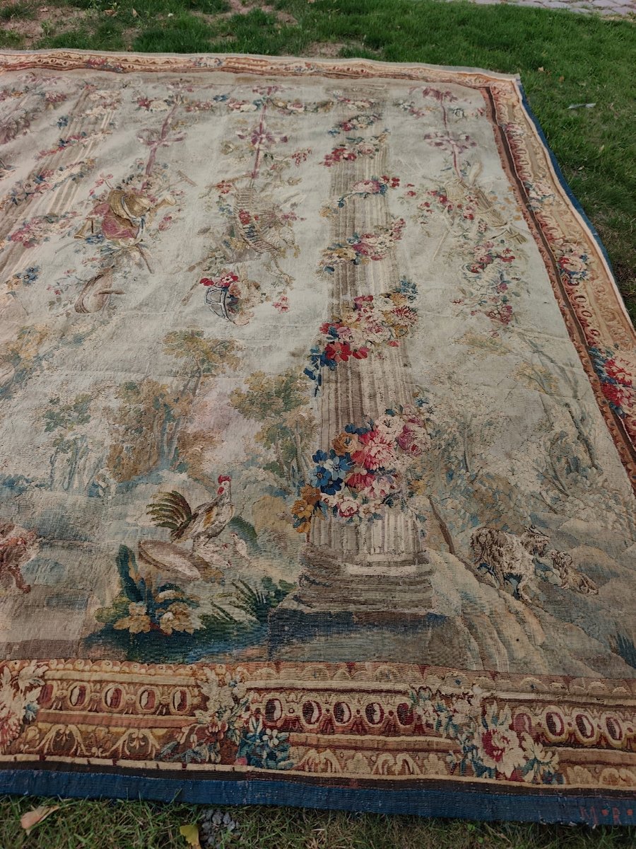 Royal Aubusson Manufactory, François Grellet. Louis XVI-era Tapestry Signed M.r.d.f.g.-photo-7