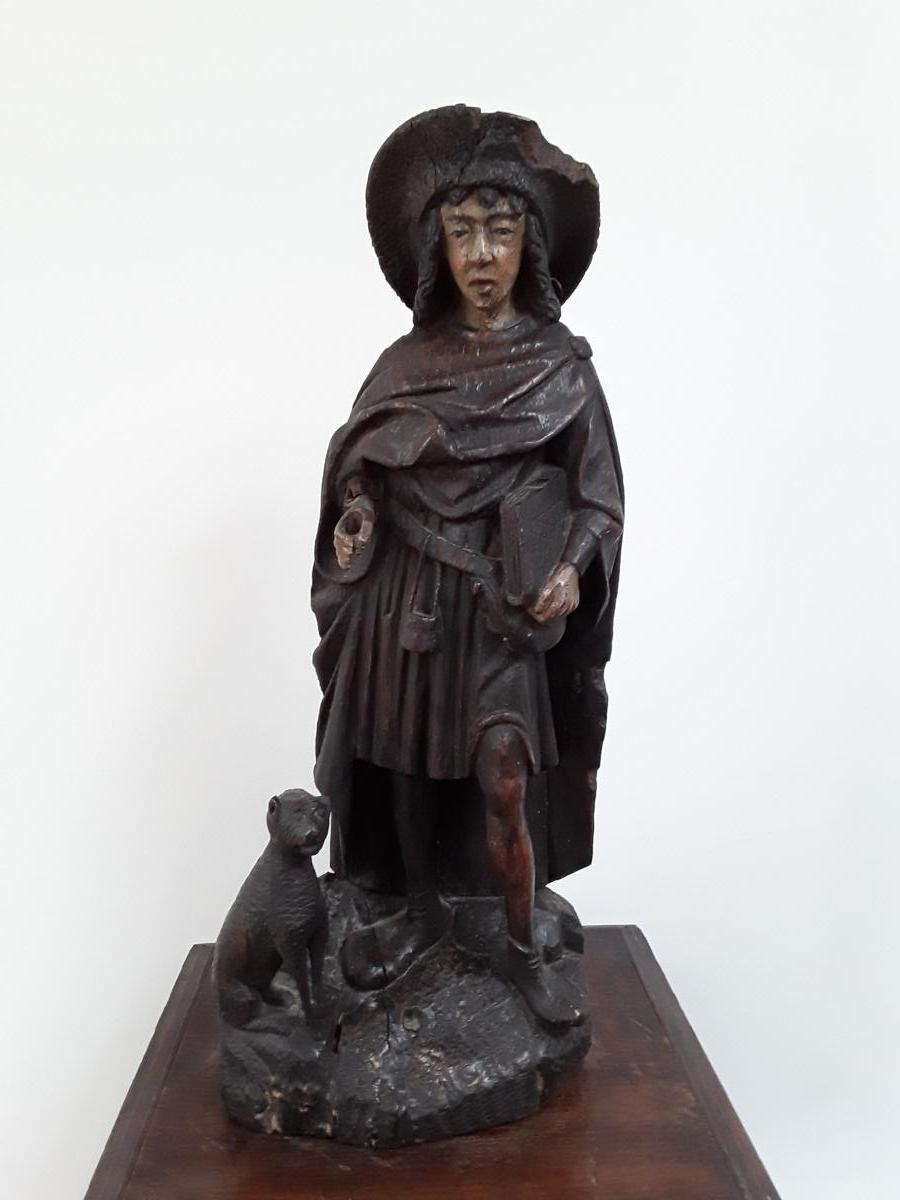 Saint Roch ,bois Sculpté  Polychrome Vers 1500