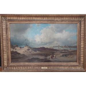 A.francia (1815-1884) "nieuport" Large Hst-signed
