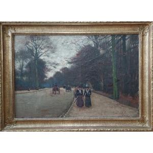 "au Bois; 1900", Large Hst-signed E.cottart