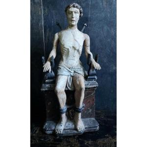 Saint Quentin Martyr: Grand Bois Sculpté Polychrome XVème