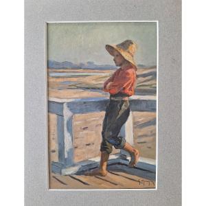 Georges Maroniez, Young Fisherman Looking At The Bay.