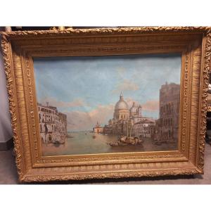 Attribué à François Antoine Bossuet. Venise, vue du grand canal,huile sur toile