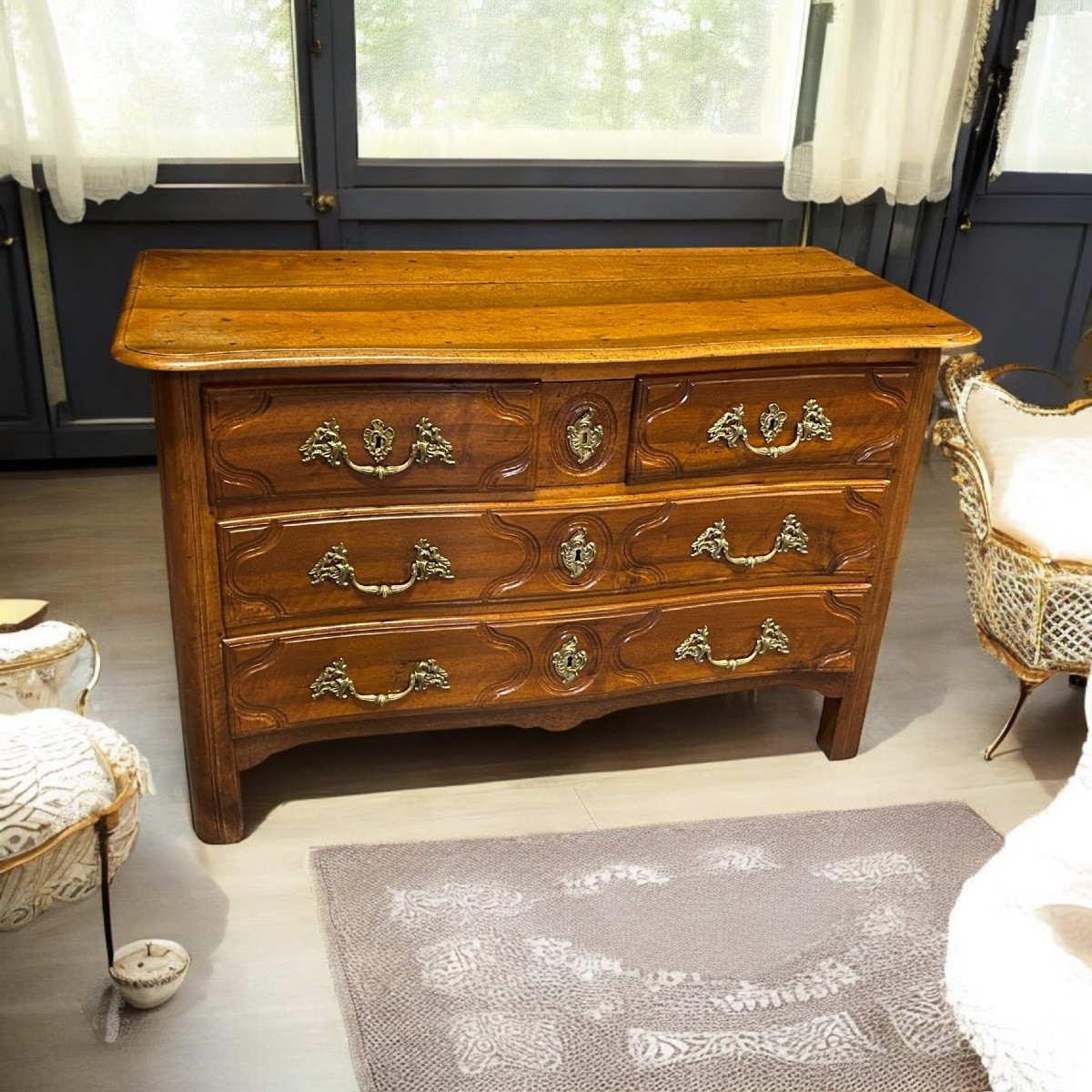 Commode Louis XIV en noyer-photo-3