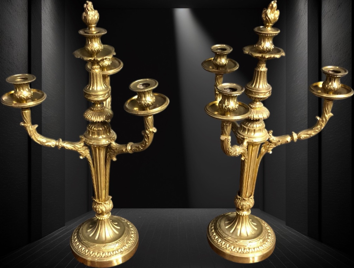 Paire de candélabres en bronze-photo-2