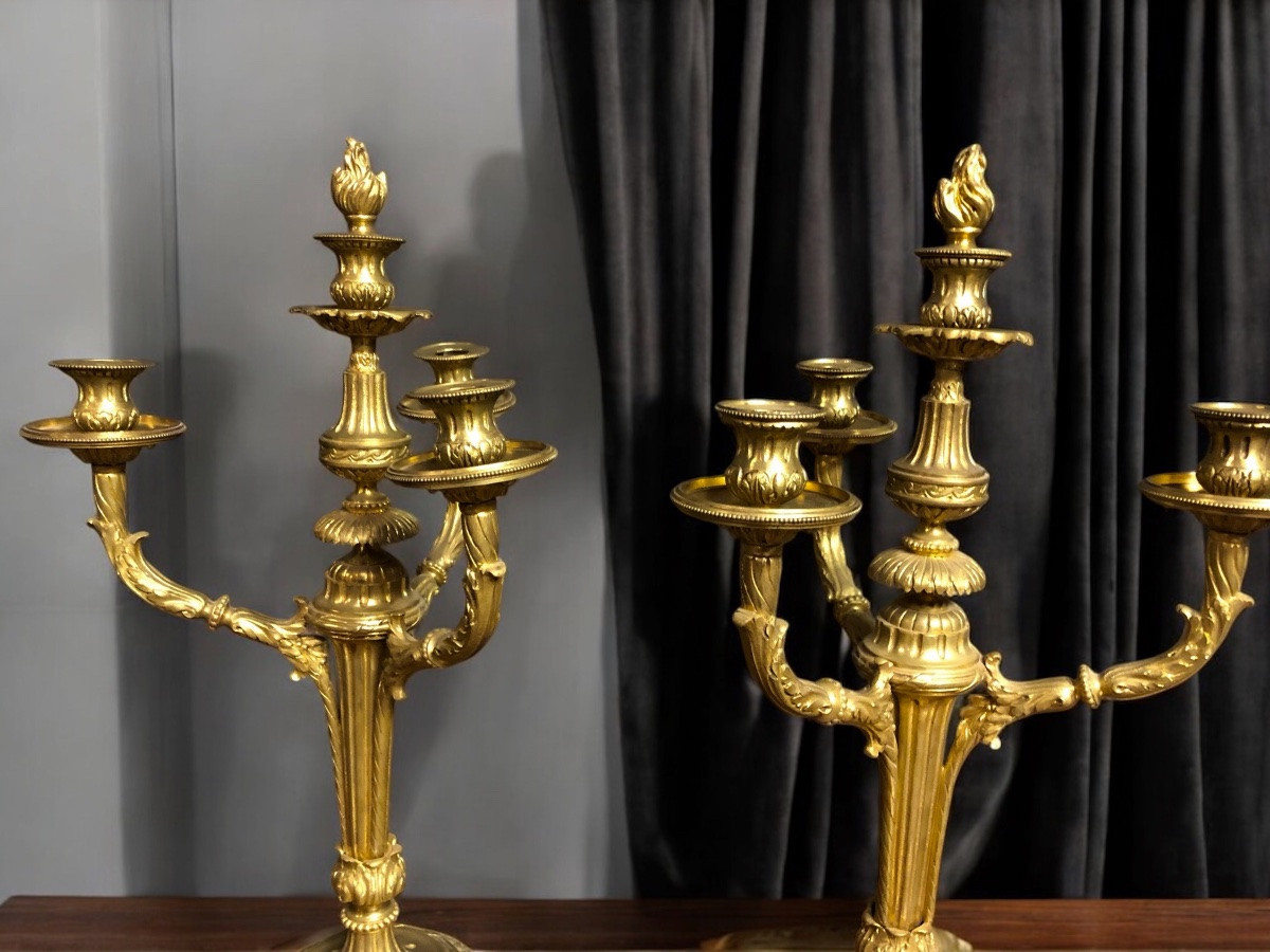 Paire de candélabres en bronze-photo-3