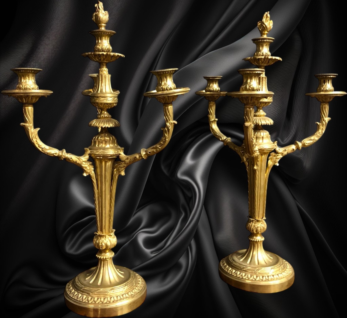 Paire de candélabres en bronze-photo-4