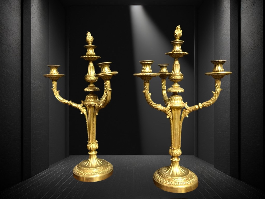 Paire de candélabres en bronze-photo-1