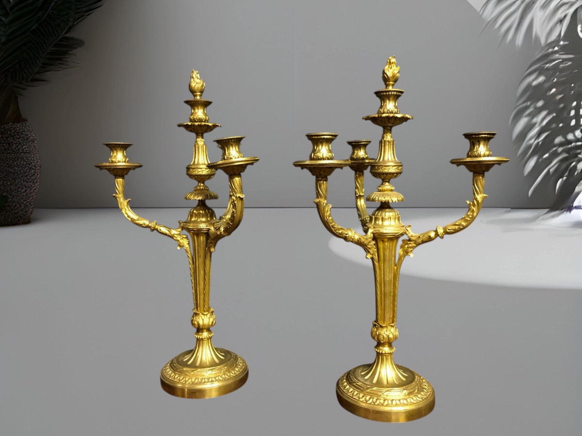 Paire de candélabres en bronze-photo-2