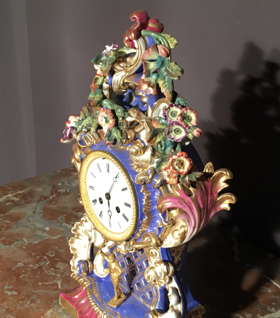 Pendulum Rocaille Porcelain Time Early Nineteenth-photo-3