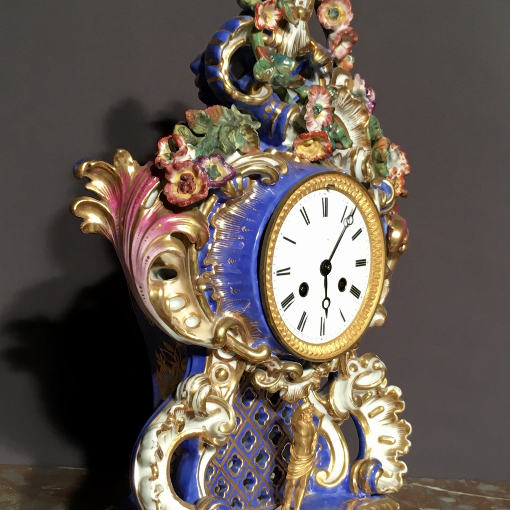 Pendulum Rocaille Porcelain Time Early Nineteenth-photo-1