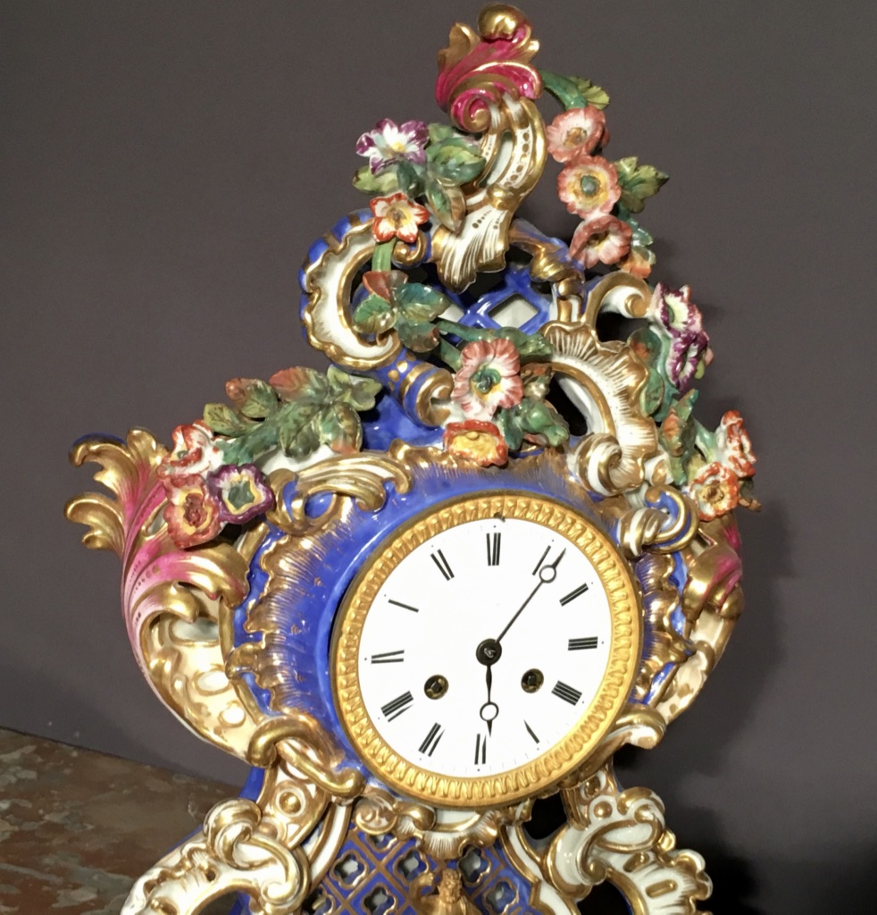 Pendulum Rocaille Porcelain Time Early Nineteenth-photo-2