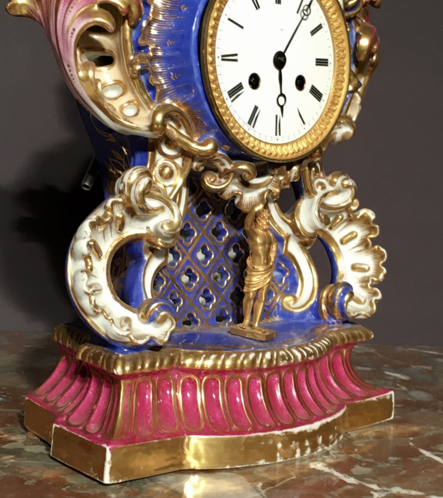 Pendulum Rocaille Porcelain Time Early Nineteenth-photo-3