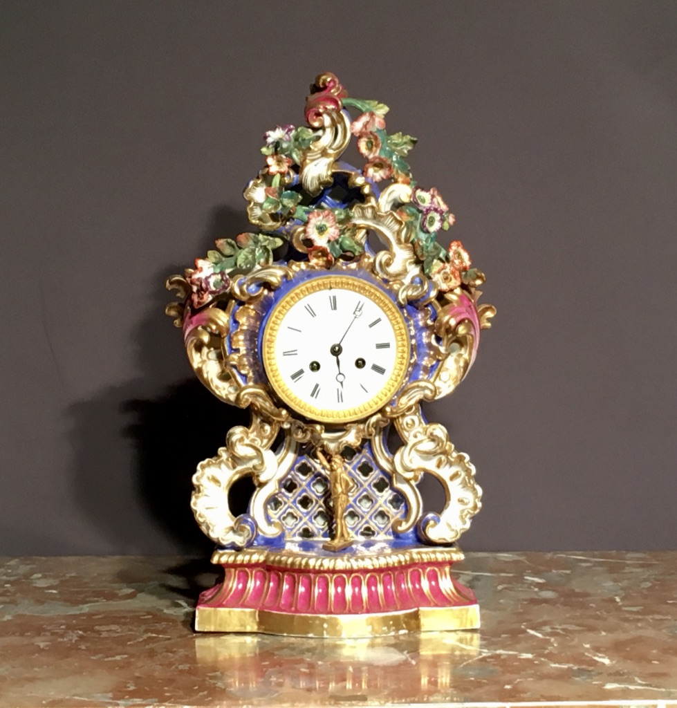 Pendulum Rocaille Porcelain Time Early Nineteenth-photo-4