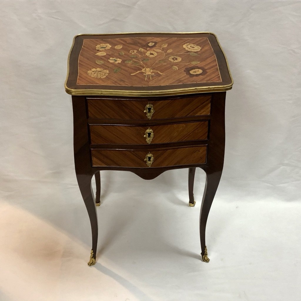 Small Table In Rosewood Veneer, Rosewood, Flower Decor, Eighteenth Time-photo-3