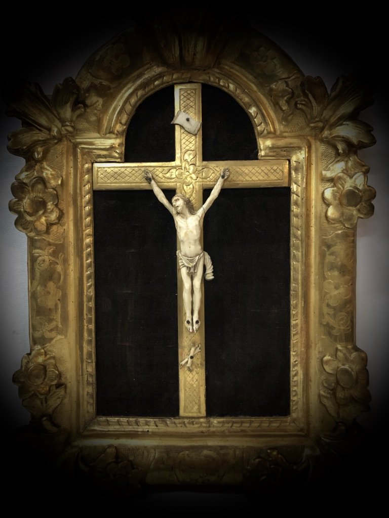 Ivory Christ In A Gilded Wood Frame Regency-photo-2