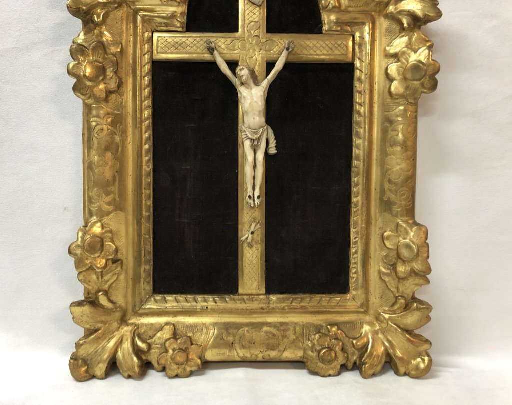 Ivory Christ In A Gilded Wood Frame Regency-photo-4