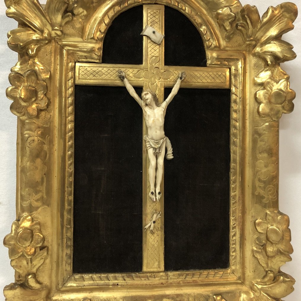 Ivory Christ In A Gilded Wood Frame Regency-photo-2