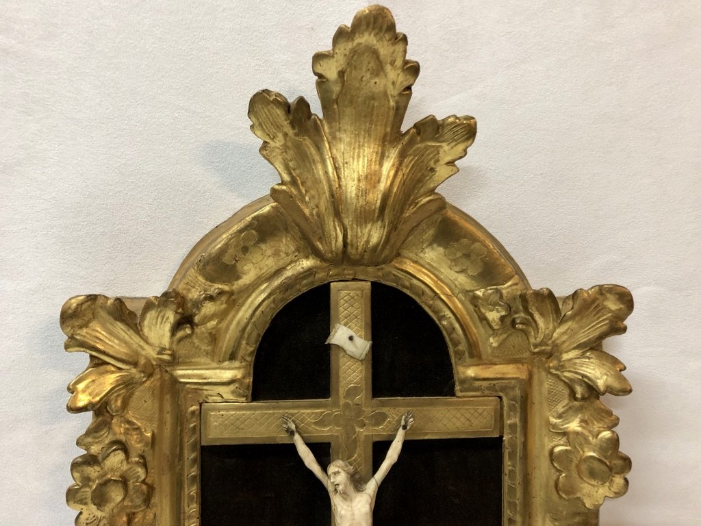 Ivory Christ In A Gilded Wood Frame Regency-photo-3