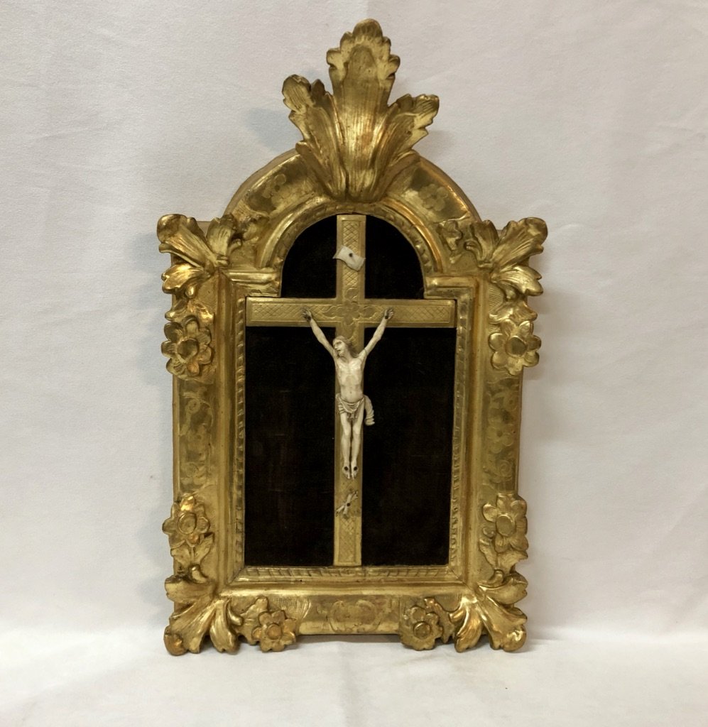 Ivory Christ In A Gilded Wood Frame Regency