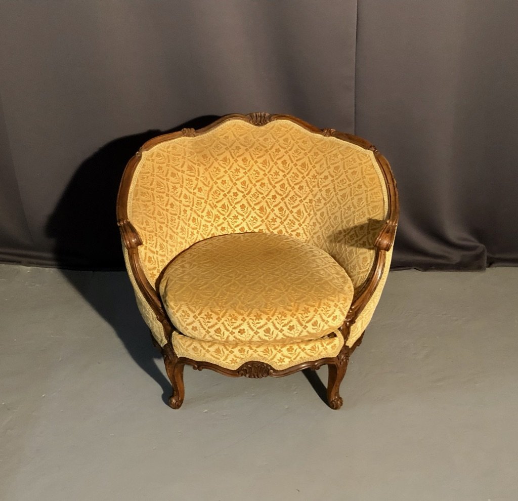 Large Bergère En Noyer  d'époque Louis XV-photo-5