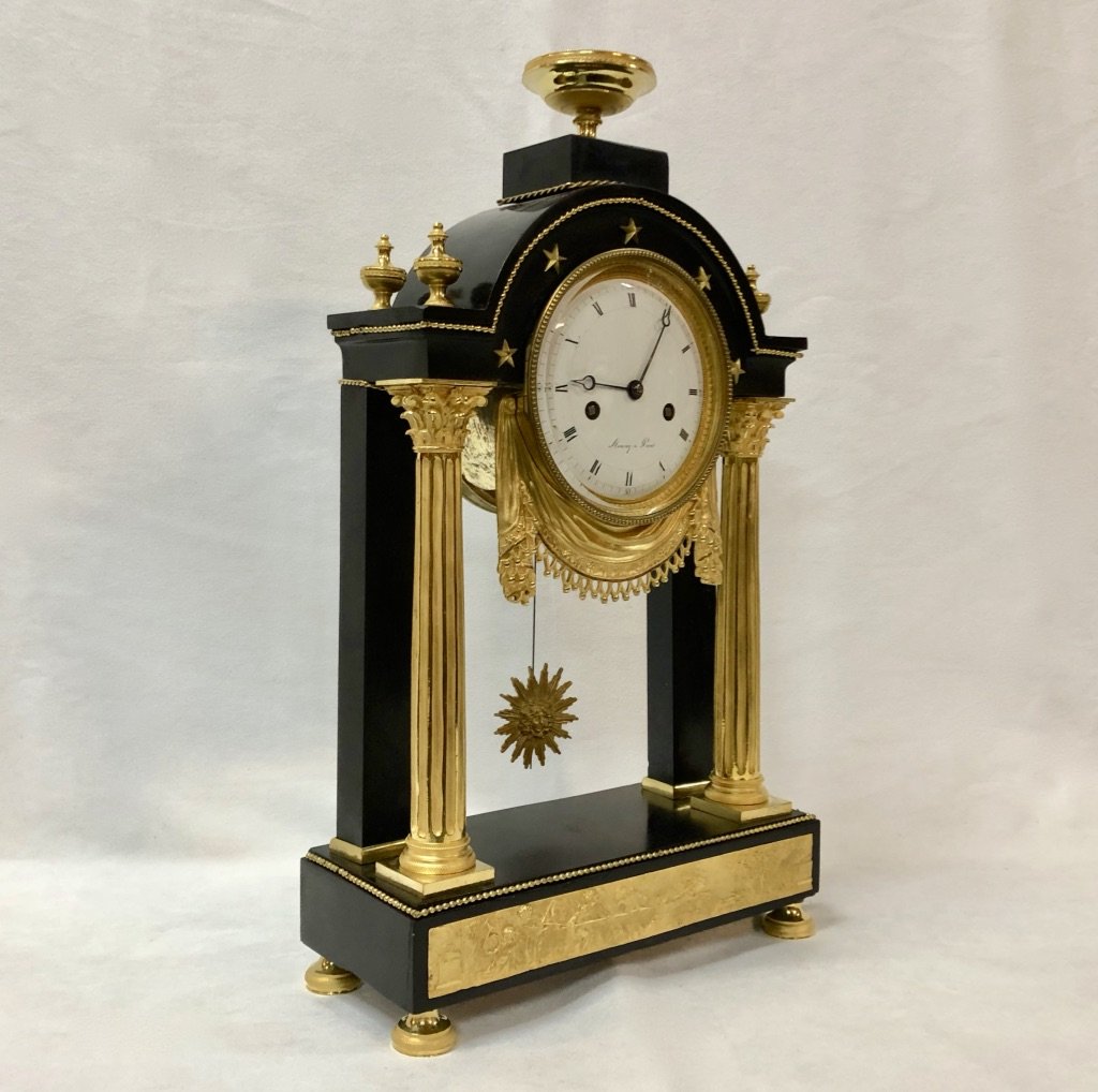 Pendulum In Black Marble And Gilded Bronze 18th Century-photo-5