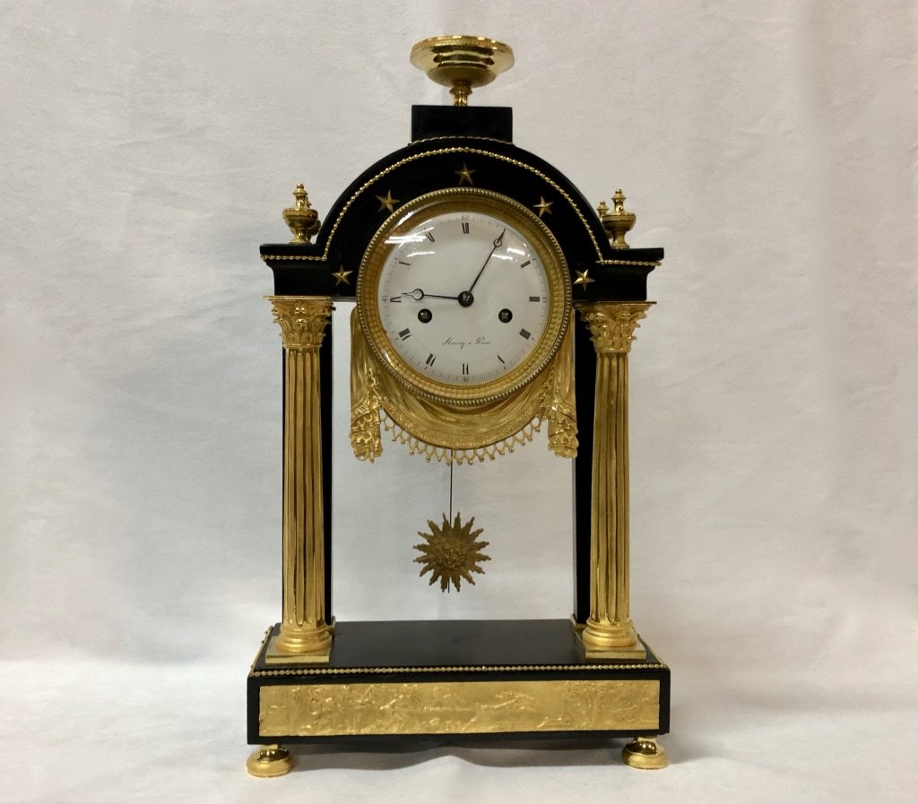 Pendulum In Black Marble And Gilded Bronze Late 18th Century