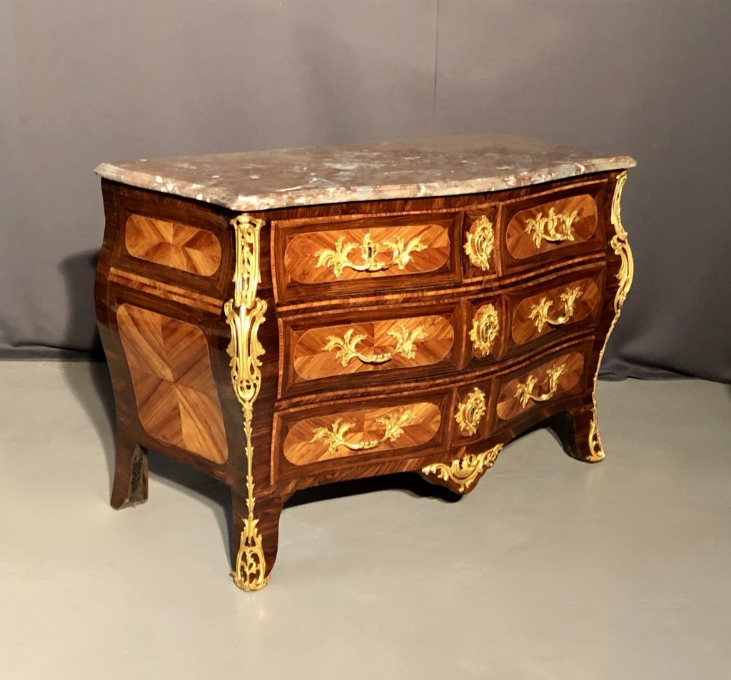 Commode Tombeau En Bois De Rose Et Palissandre, époque XVIIIème-photo-5