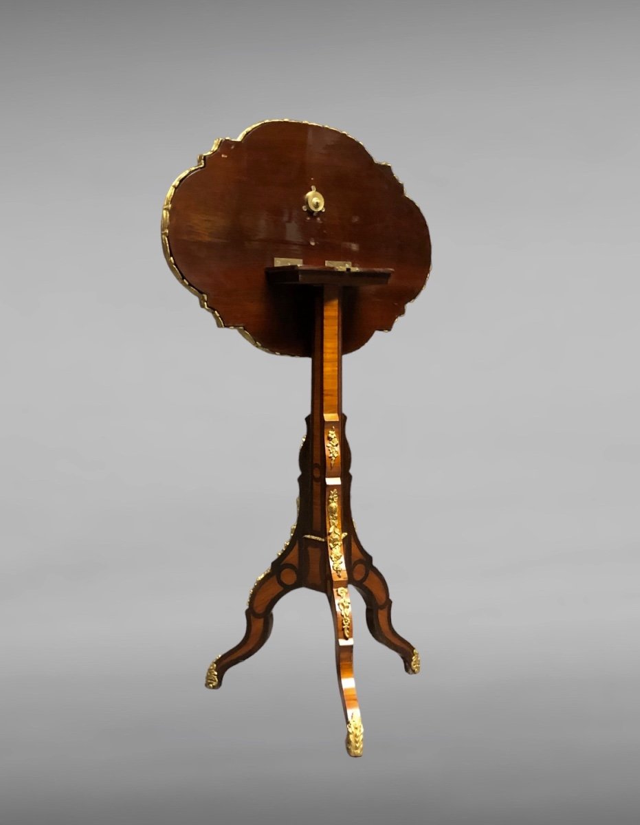 Small Salon Table With Tilting Tray Signed Berthet In Paris, XIXth Century-photo-4