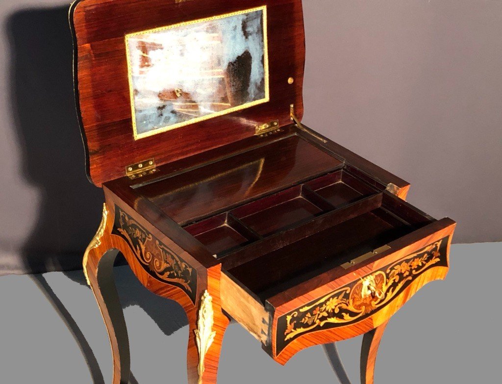 Worker Table In Marquetry, Nineteenth Time-photo-3