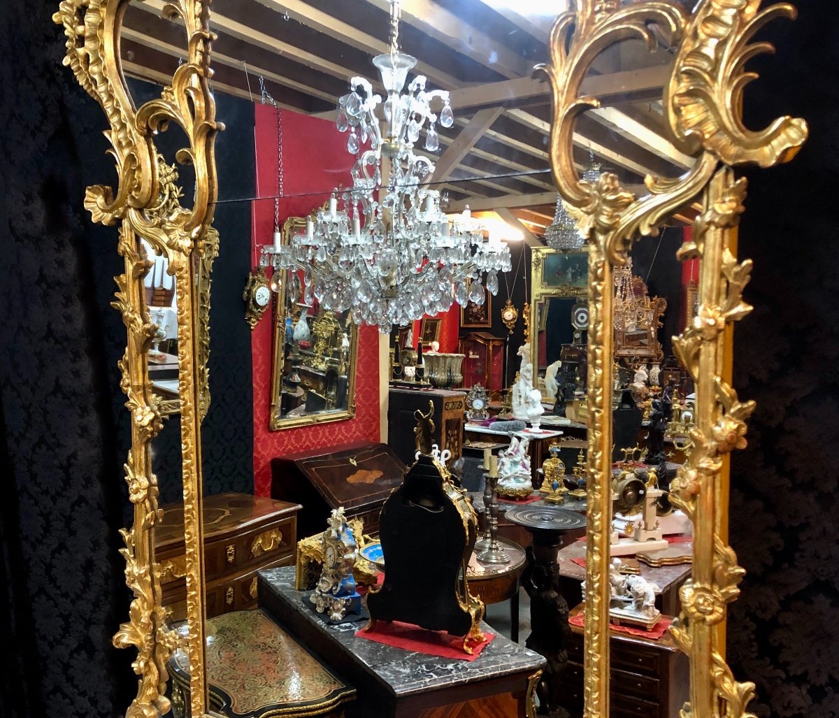 Miroir Palatial à Parecloses d'époque Régence-photo-3