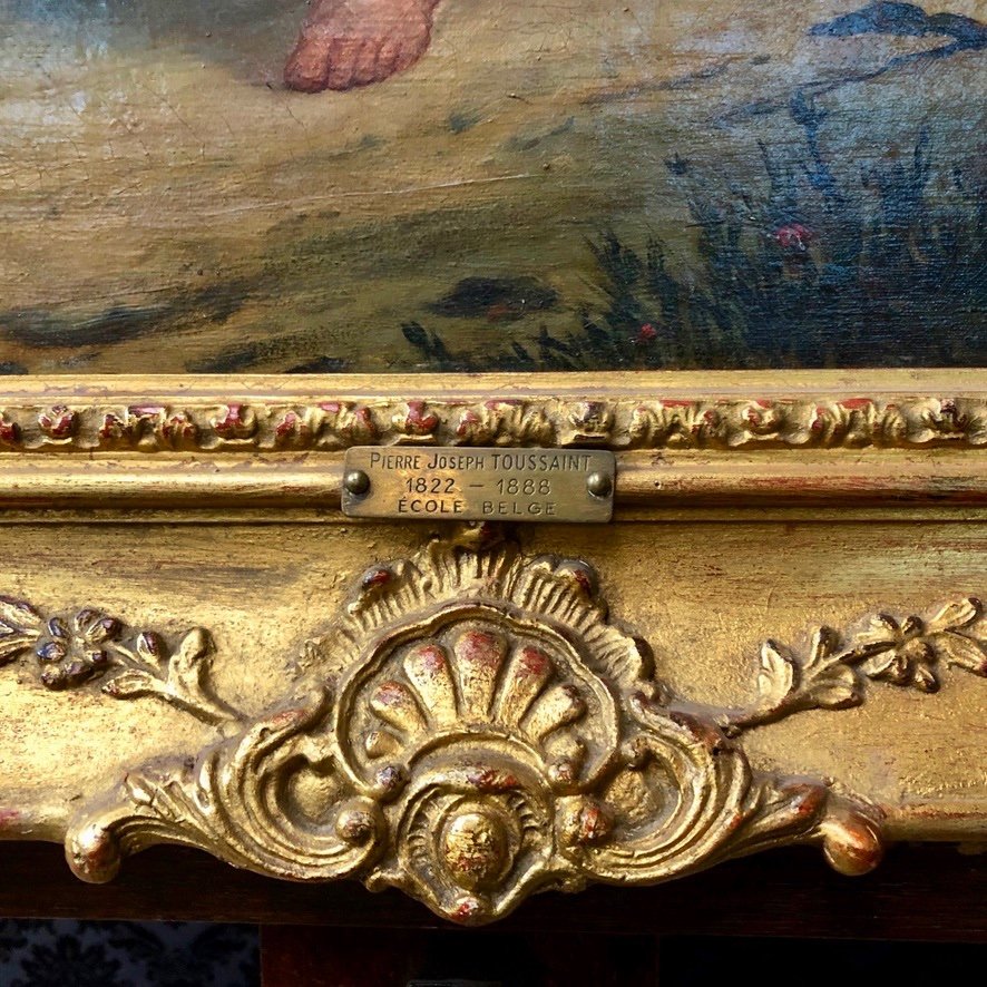 Tableau Huile Sur Toile Signée P.j Toussaint-photo-1
