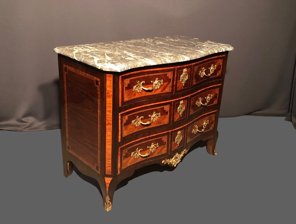 Louis XV Commode Inlaid Marble Top-photo-1