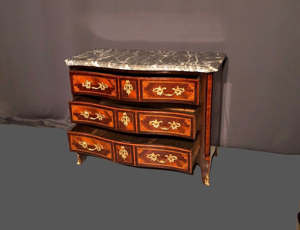 Louis XV Commode Inlaid Marble Top-photo-2
