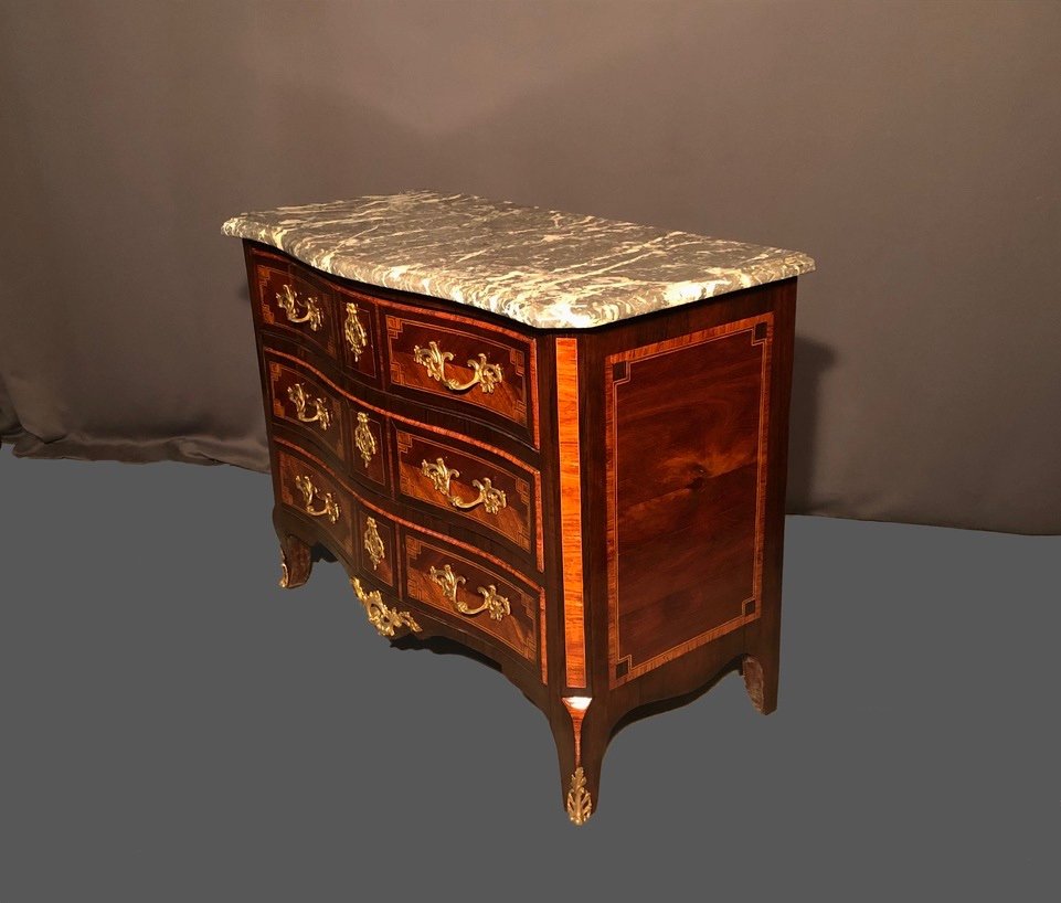 Louis XV Commode Inlaid Marble Top-photo-3