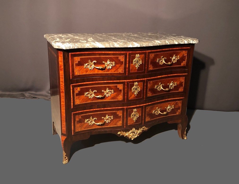 Louis XV Commode Inlaid Marble Top-photo-5