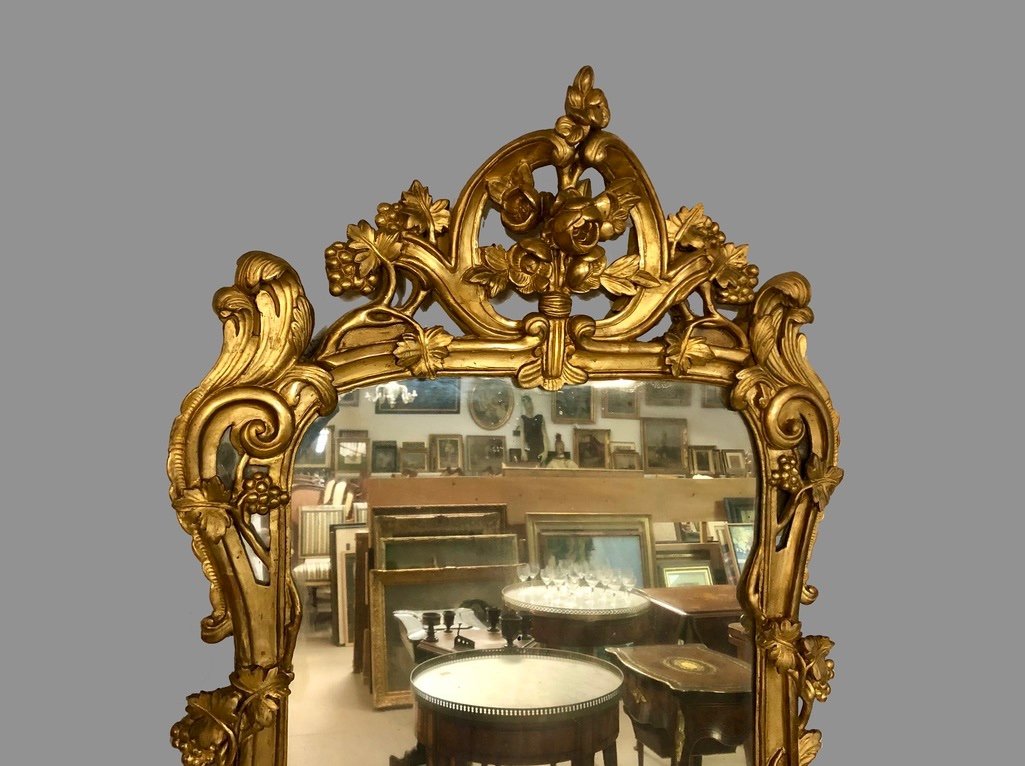 Miroir En Bois Doré, H100, époque XVIIIème-photo-1