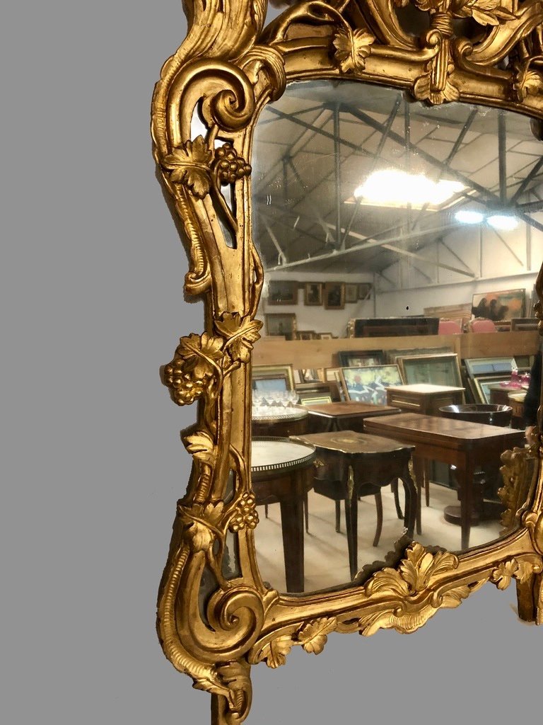 Miroir En Bois Doré, H100, époque XVIIIème-photo-2