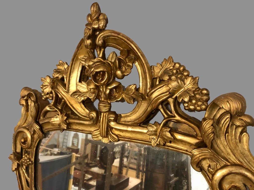 Miroir En Bois Doré, H100, époque XVIIIème-photo-3